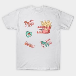 Retro Cute Valentine Stickers Pack T-Shirt